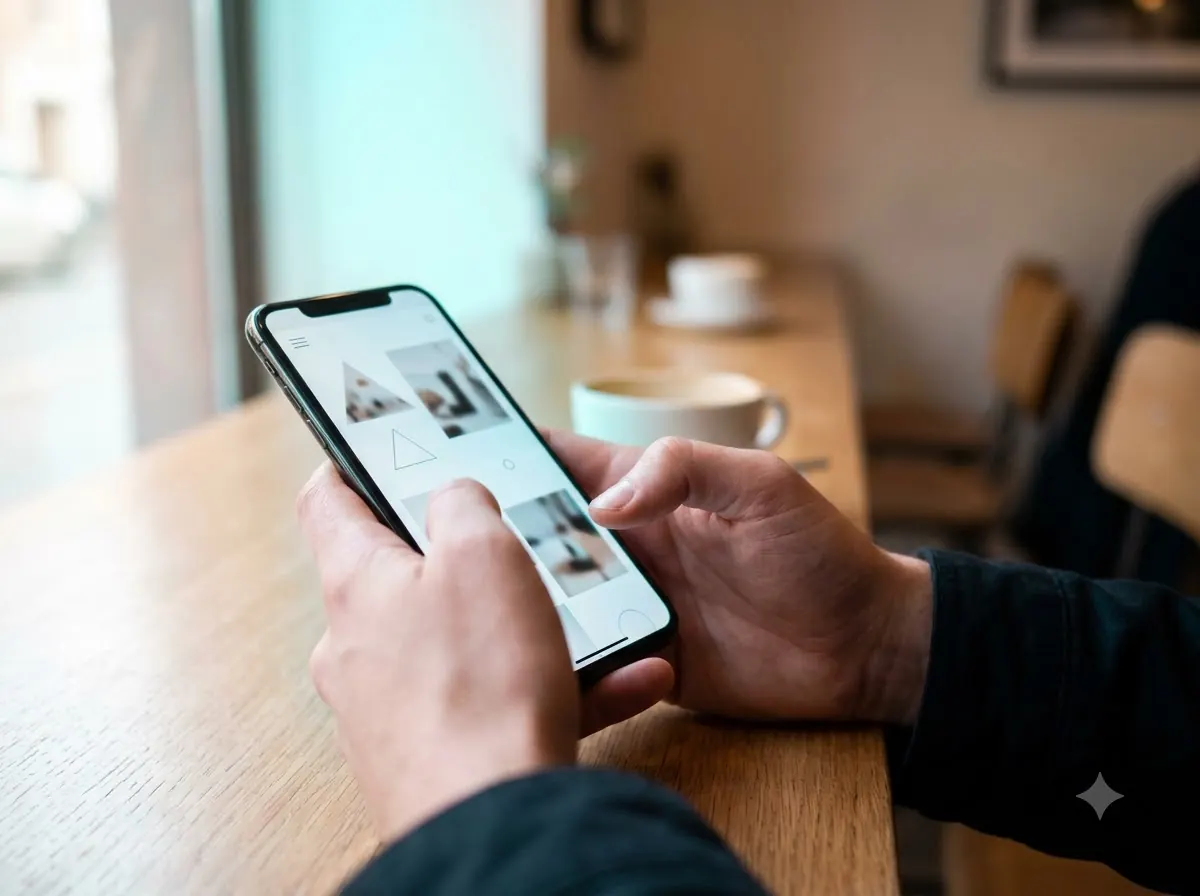 Client checking a new website on a phone
