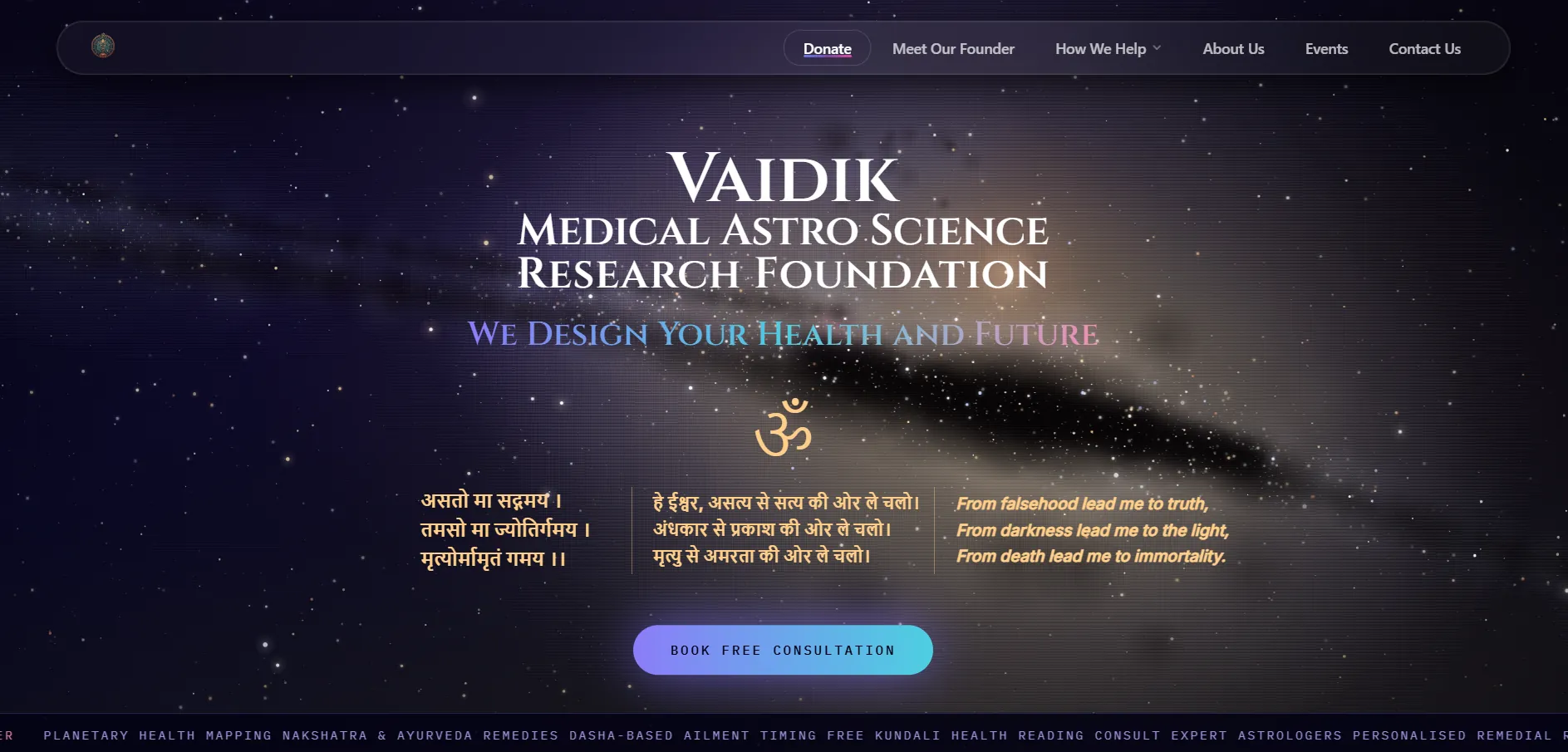 Medical Astrologer homepage, designed and built by Azionic