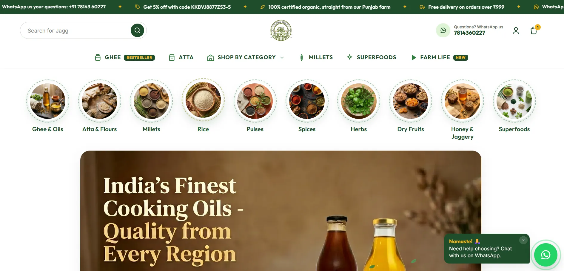 Organic Kheti Farm India homepage, designed and built by Azionic